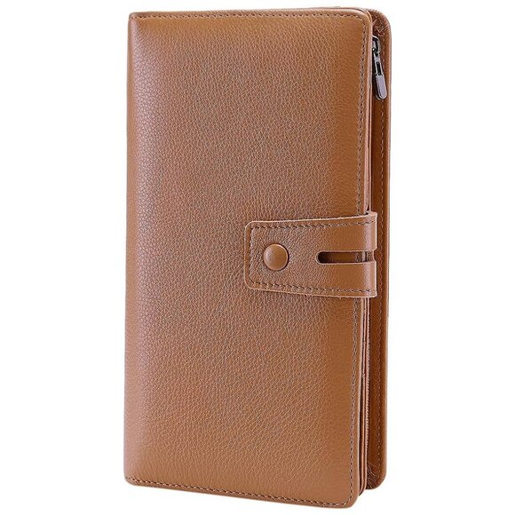 Handbags - WOMENS Wallet, Large Capacity Genuine Leather Burgundy Light Brown